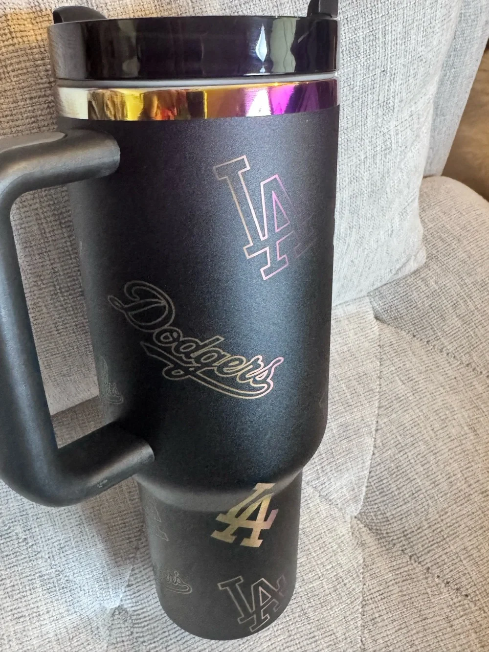 Stanley x LA Dodgers 40 oz Flowstate Quencher H2.O Tumbler Black with Oil Slick - Picture 4 of 14